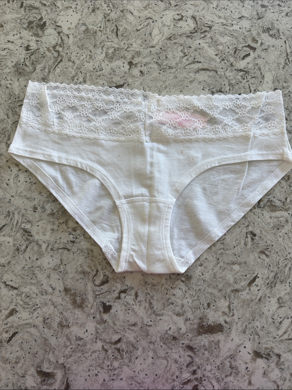 NWT VICTORIA SECRET White Cotton Lace Waistband Briefs